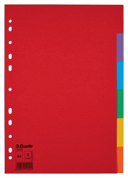 Tussenblad ESSELTE, A4, blanco, 6 tabs