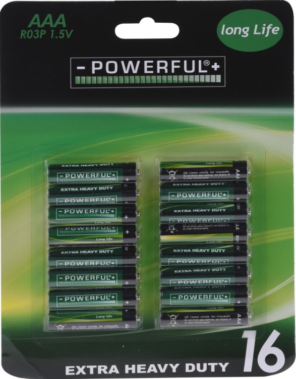 Batterij AAA, blister, alkaline, 1.5 V, 16 stuk(s)