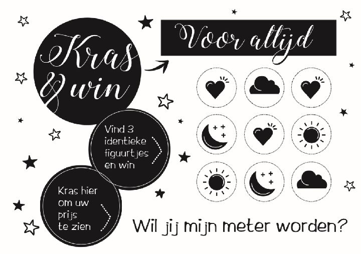 Wenskaart MINIMOU, kraskaart | Black & White