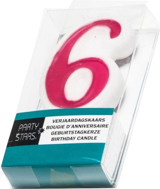 Feestartikelen Number 6 kaars | Party Stars