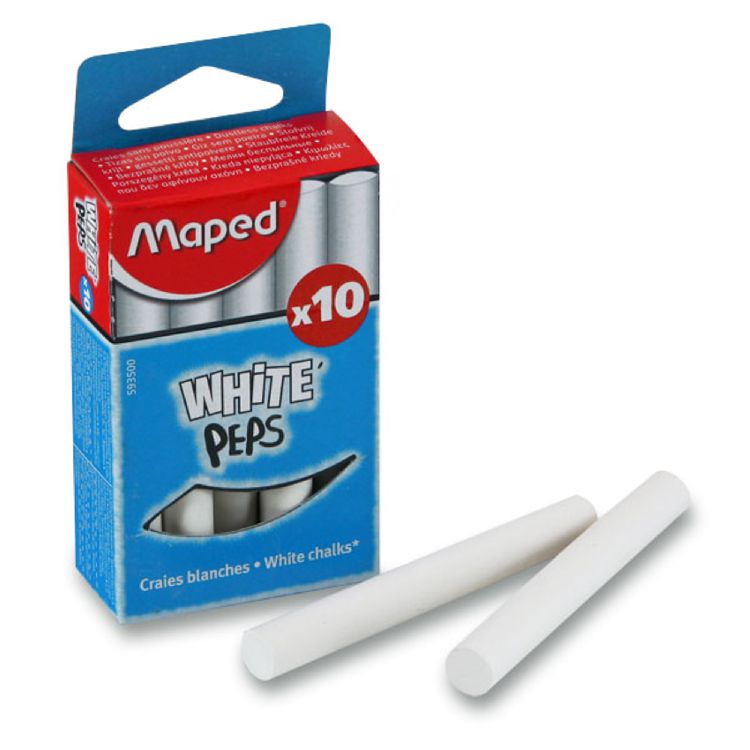 Krijt MAPED, krijtjes wit 10st, wit | White Peps