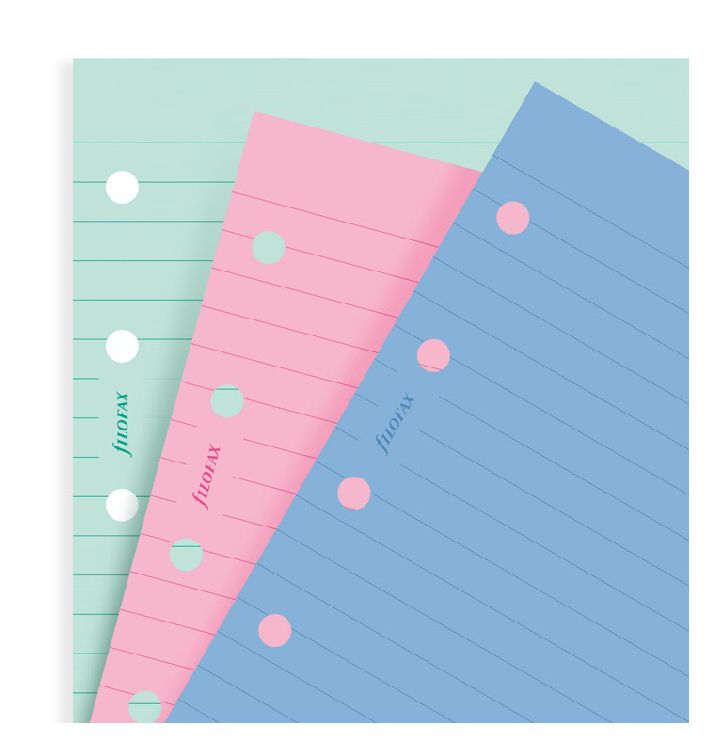 Agendavulling Filofax Org Und Personal Fashion Coloured Ruled Notepaper, notitieblaadjes, geschikt voor Filofax