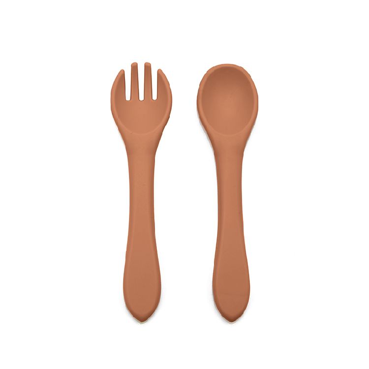 Bestek Tryco Spoon & Fork, lepel/vork | Silicone dark rust