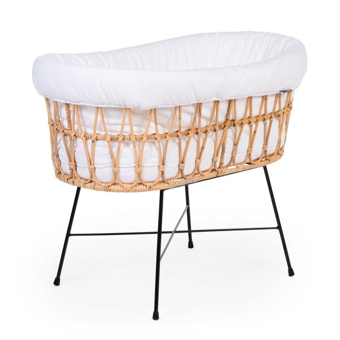 Wieg Childhome Rattan Cradle Metal Legs, standaard wieg