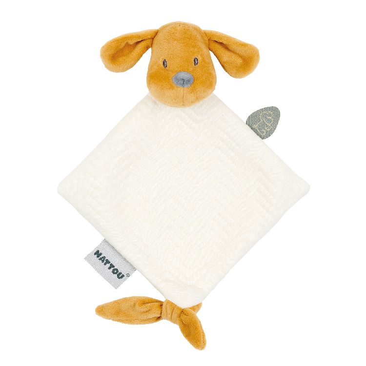 Knuffel Nattou Mini Doudou Dog Jacquard, knuffeldoek / doudou | Charlie