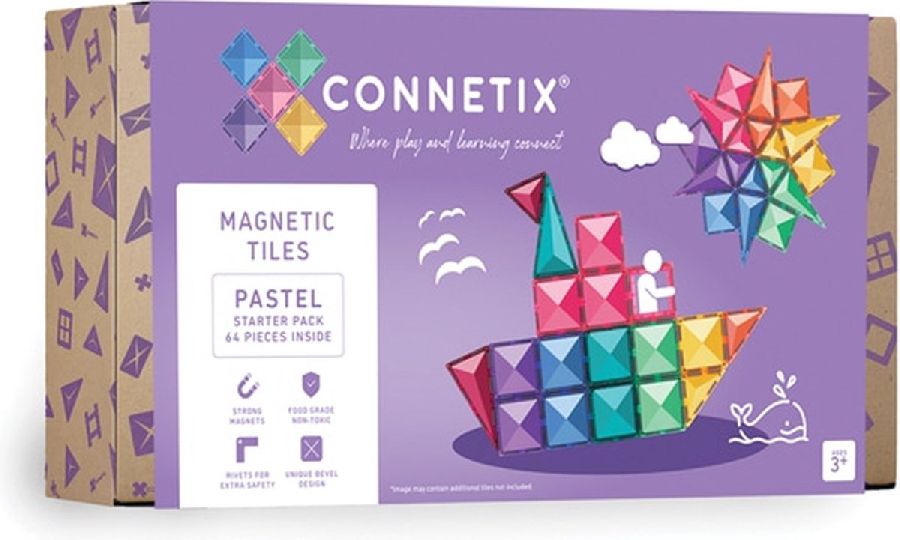Magnetisch speelgoed Connetix Tiles Starter Pack - 64 | Magnetic Tiles Pastel Range