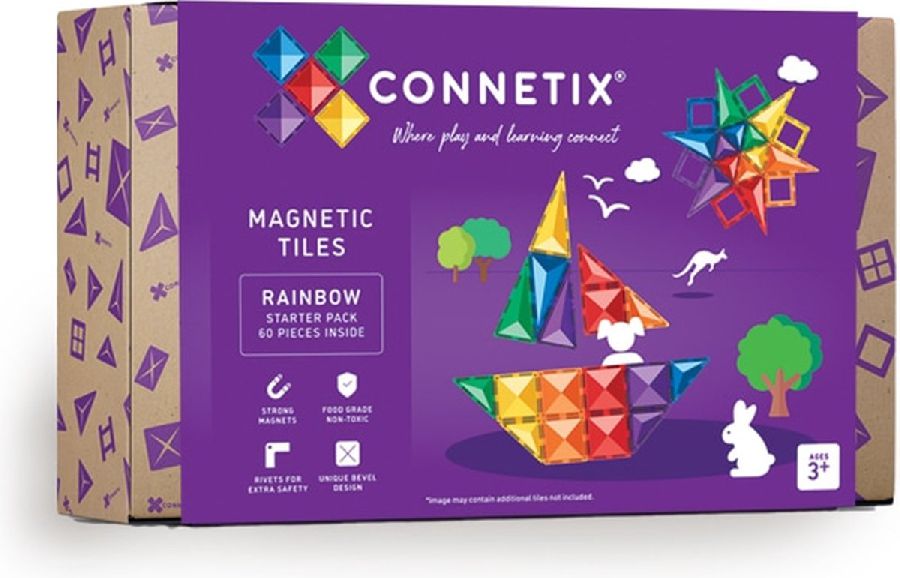 Magnetisch speelgoed Connetix Tiles Starter Pack - 60 | Magnetic Tiles Rainbow Range