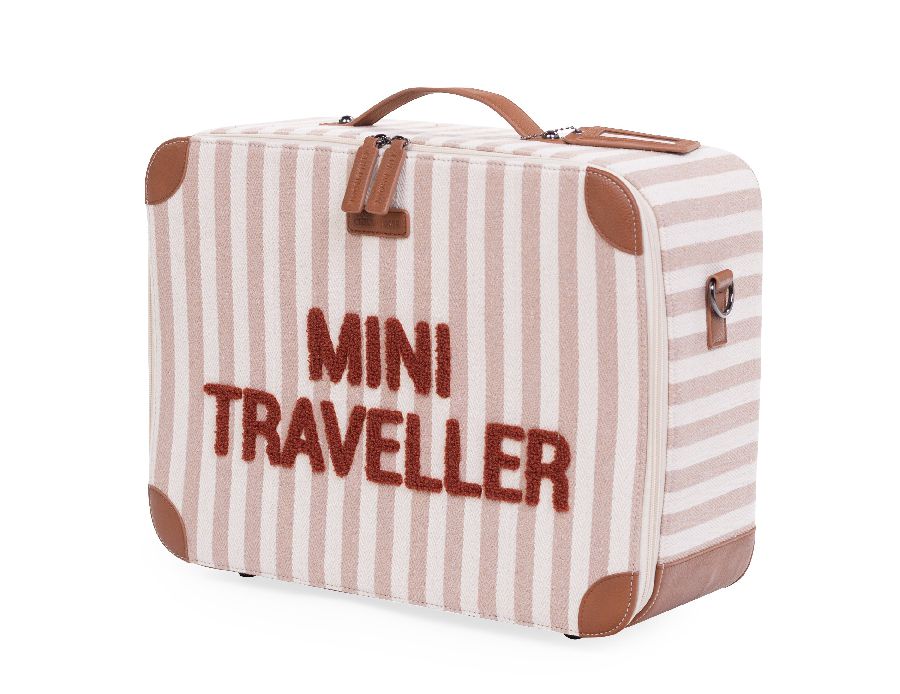 Reiskoffer Childhome Mini Traveller Canvas | Canvas the stripes collection nude/terracotta