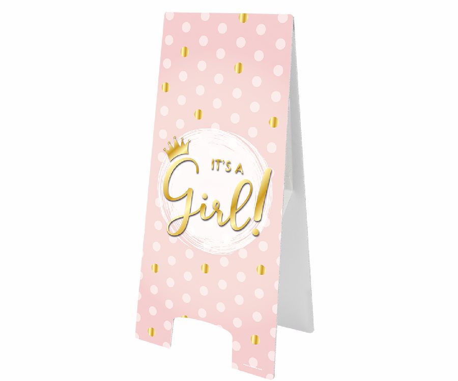 Geboortebord staand, PD Party Warning Sign | Its a Girl