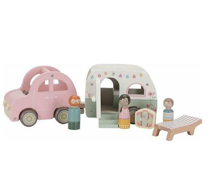 Poppenhuis & aanvulsets Little Dutch Auto met caravan