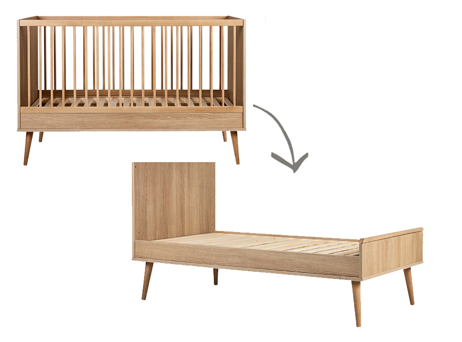 Bed Quax, Flow Honey Ash, Flow Honey Ash 70x140 omvb, babybed omvormbaar tot juniorbed
