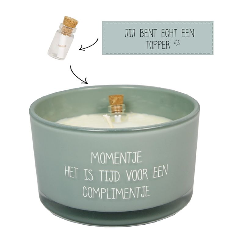 Kaars My Flame, Flessenpost, kaars in glas/geurkaars, minty bamboo