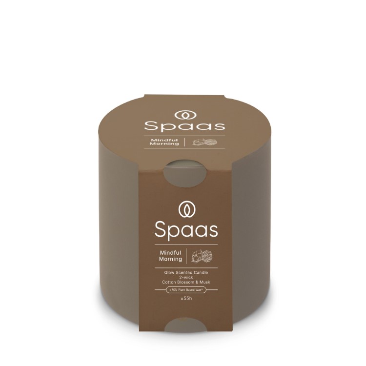 Kaars Spaas, Glow 2-wiek, kaars in glas/geurkaars, Mindful Morning - Cotton Blossom and Musk | Essential