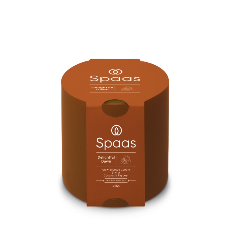 Kaars Spaas, Glow 2-wiek, kaars in glas/geurkaars, Delightful Dawn - Coconut and Fig Leaf | Essential