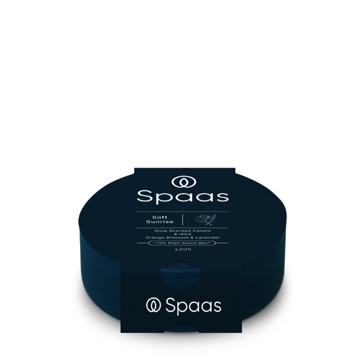Kaars Spaas, Glow 4-wiek, kaars in glas/geurkaars, Soft Sunrise - Lavender and Orange Blossom | Essential