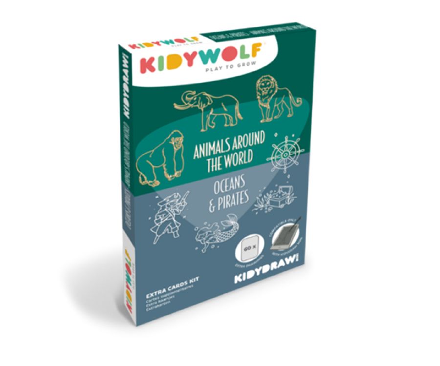 Navulling Refil Kidydraw Mini , animals around the world & oceans and pirates geschikt voor tekenbord Kidywolf Kidydraw Mini
