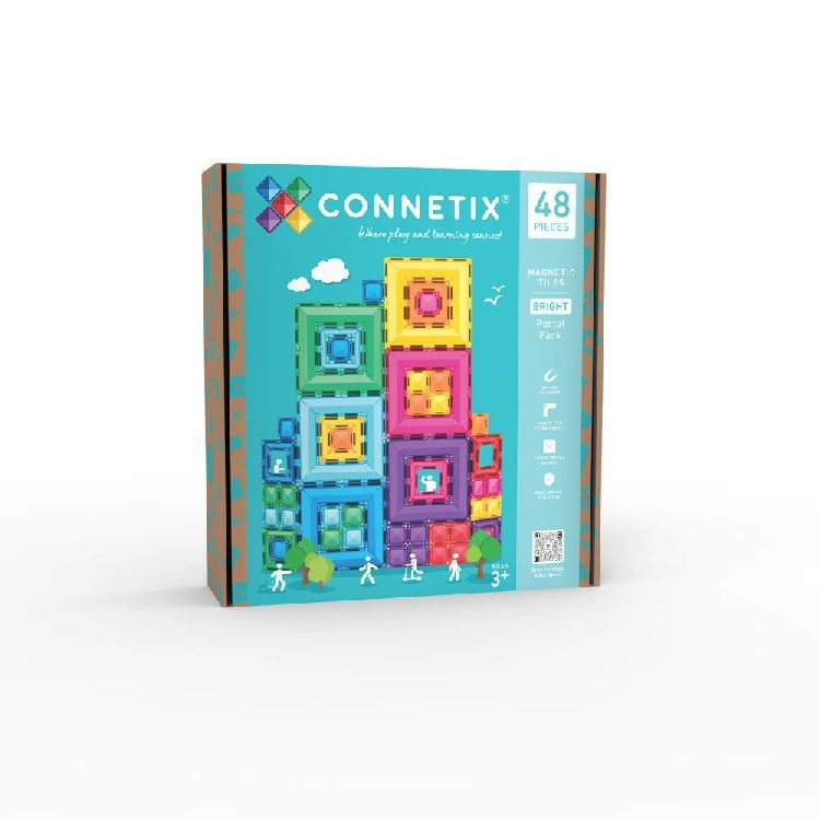 Magnetisch speelgoed Connetix Tiles Bright Portal Pack - 48 | Magnetic Tiles Rainbow Range