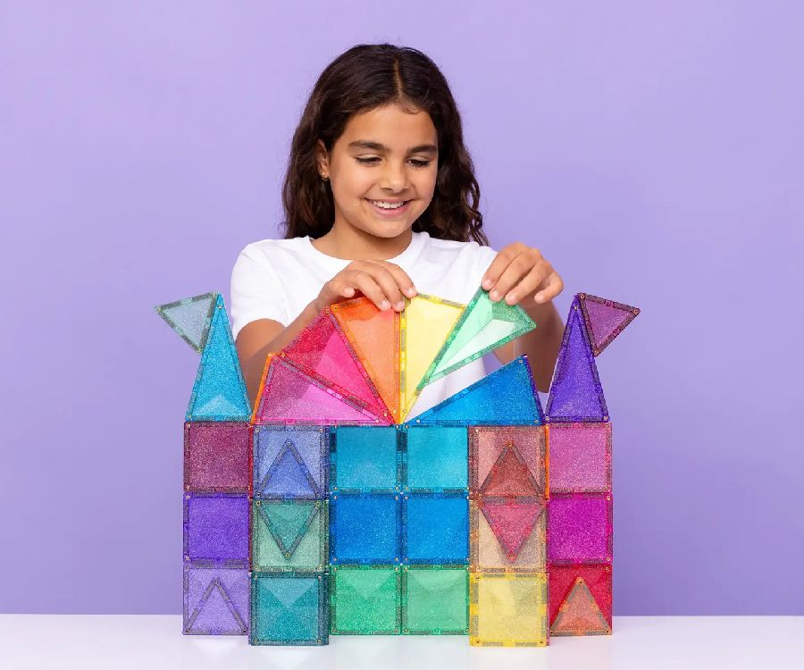 Magnetisch speelgoed Connetix Tiles Glitter Castle Pack - 48 | Magnetic Tiles Glitter Range
