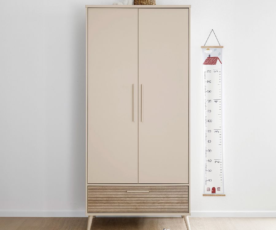 Kast PAIDI, Eefje Cashmere Beige/Groovy Oak, Eefje 2D Cashmere Beige/Groovy Oak, 2-deurs